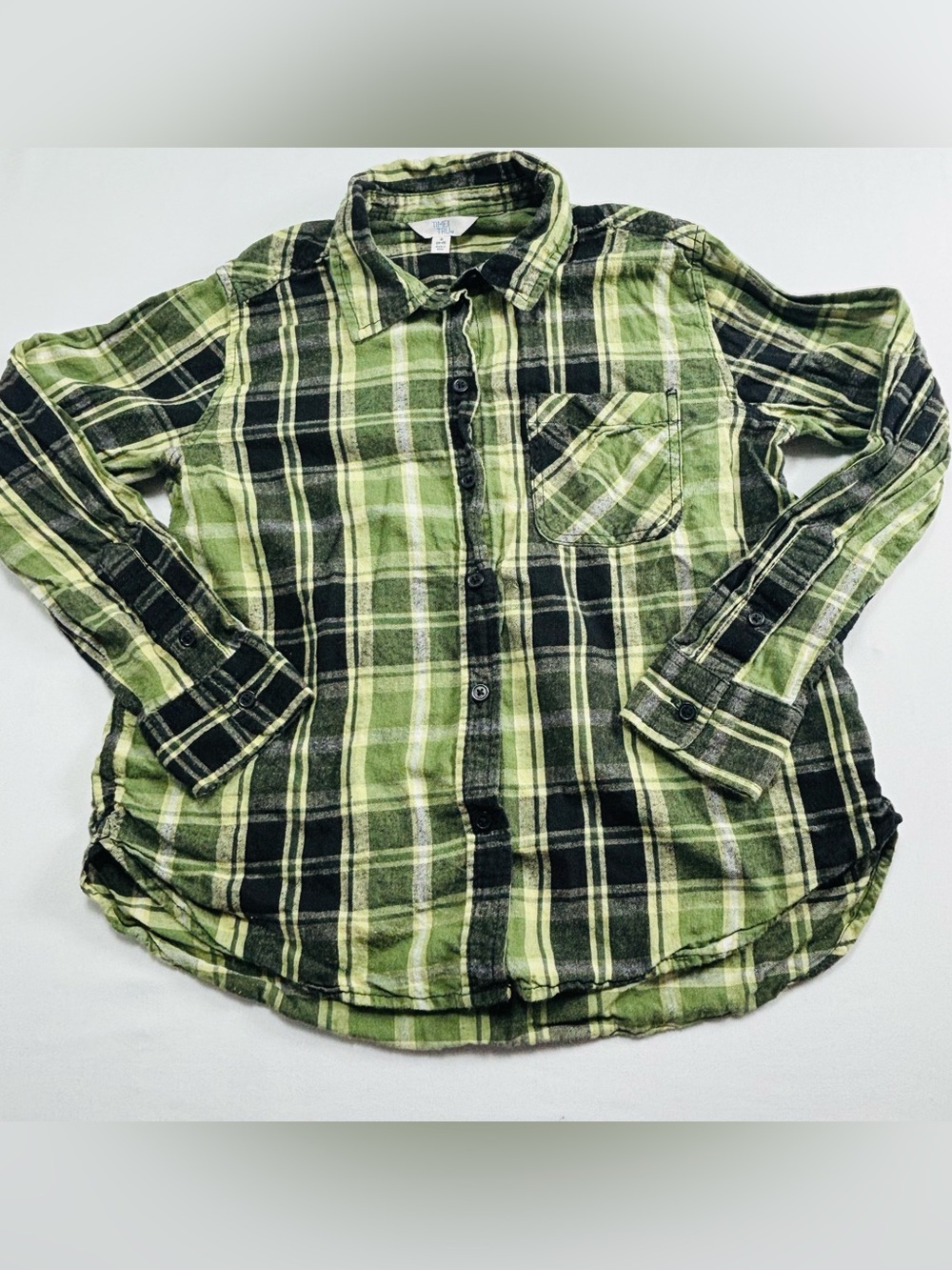 Kids Green Plaid Button-Up Shirt M415